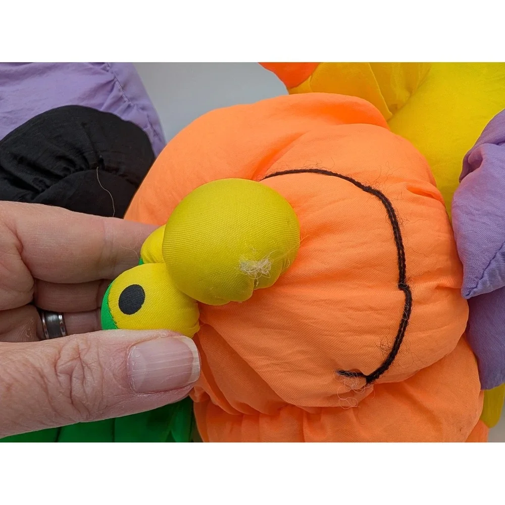 Toy Box Creations Halloween Plush Puffy Nylon Witch Cat Pumpkin Lot of 3